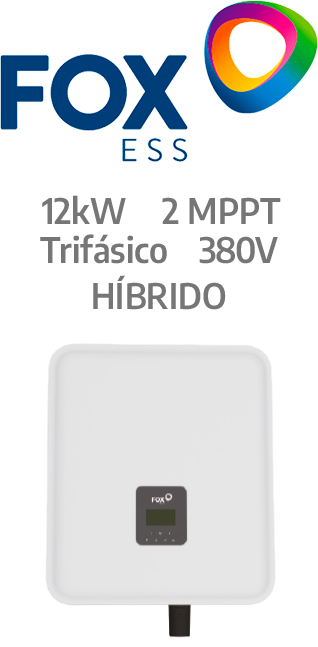Foxess Hibrido 12kw - 380v - 2mppt - Afci (H3-12.0-E) | Fortlev Solar